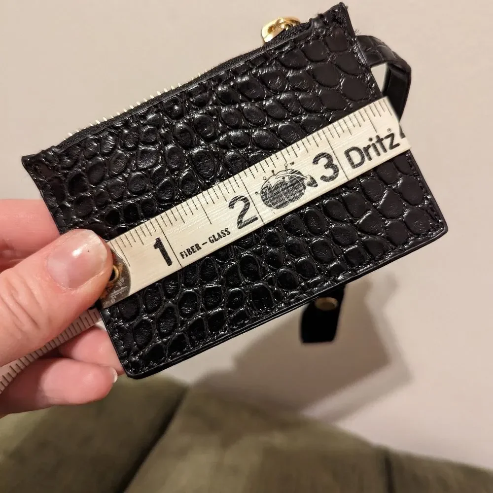 ALDO Black Cardholder Coin mini Wallet Crocodile Print